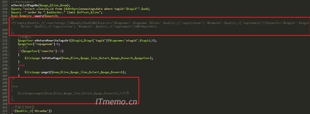 /e/tags/index.php文件,找到如下代码(大约在227行)将其注释,不用。